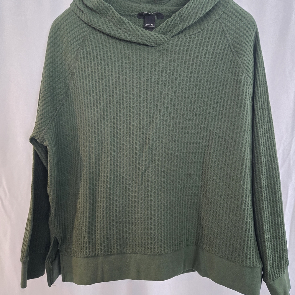 Eddie Bauer Olive Waffle Knit Hoodie